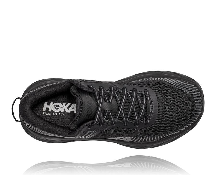 Hoka One One Womens Running Shoes - Bondi 7 - Black - CRIB68903